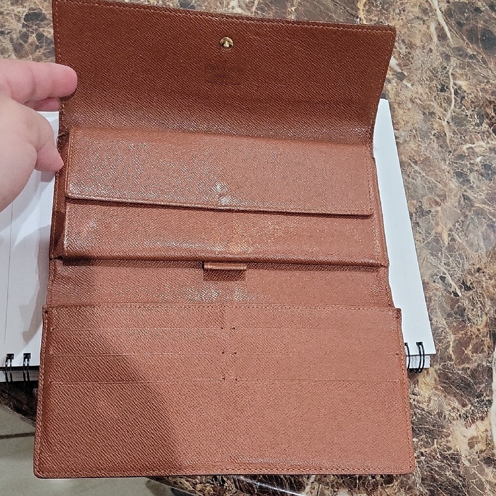 Louis Vuitton Monogram Brown Wallet With Gold But… - image 3